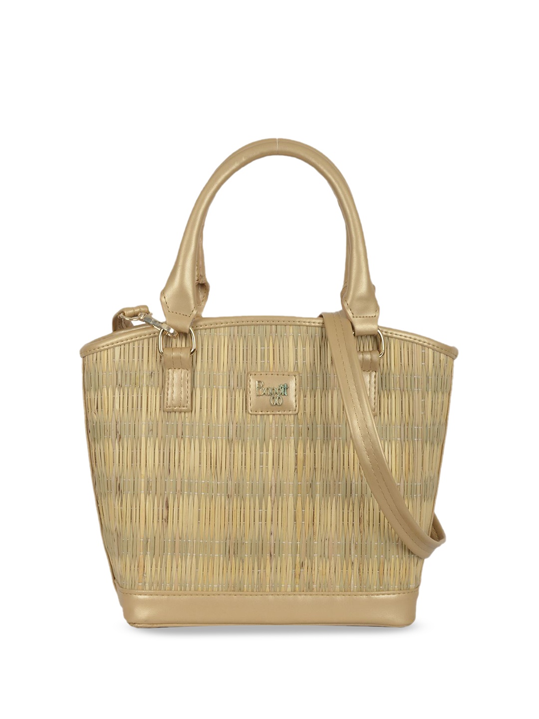 

Baggit Women PU Shopper Casual Satchel Bag with Tasselled, Gold