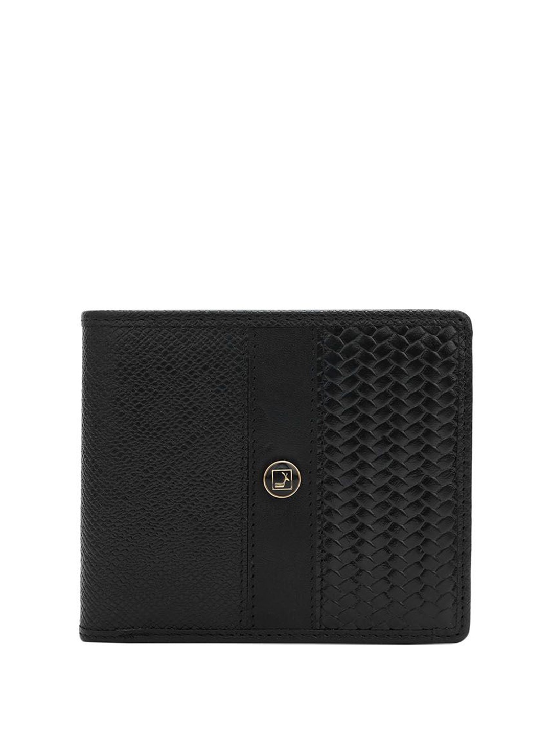 

Da Milano Men Textured Leather Two Fold Wallet, Black