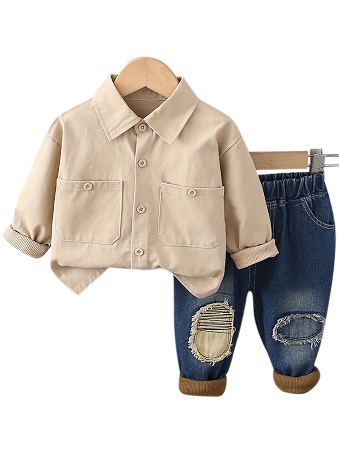 

StyleCast x Revolte Kids Shirt With Trousers, Beige