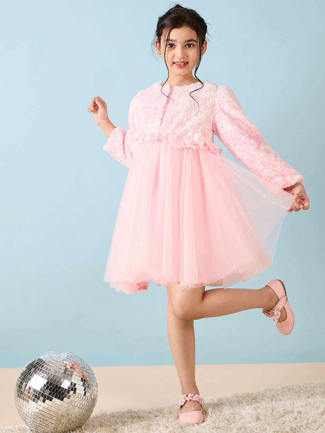 

Stylo Bug Girls Fit & Flare Long Sleeves Dress, Pink