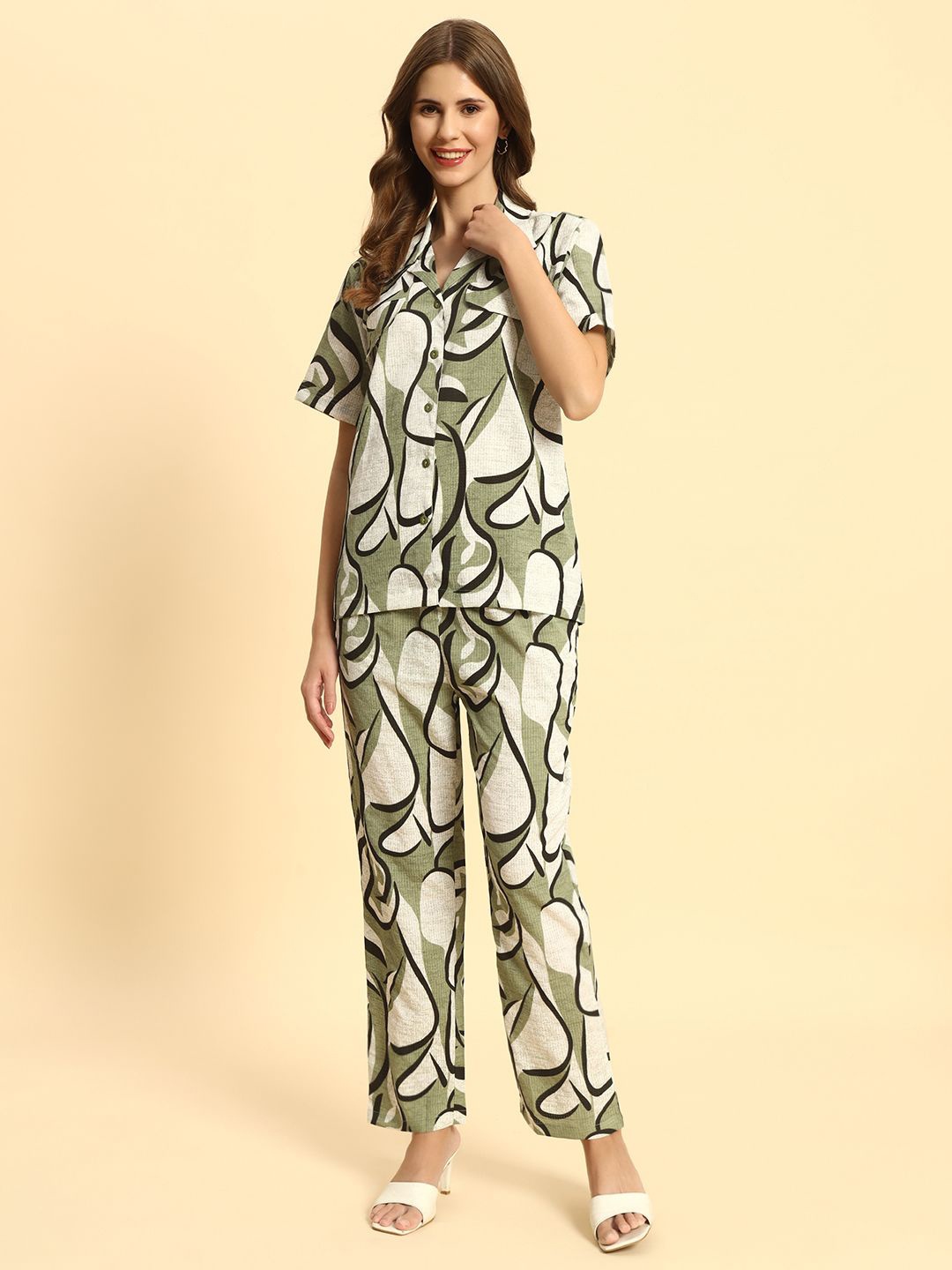 

ROCK AND ROLL Printed Shirt with Trousers, Green