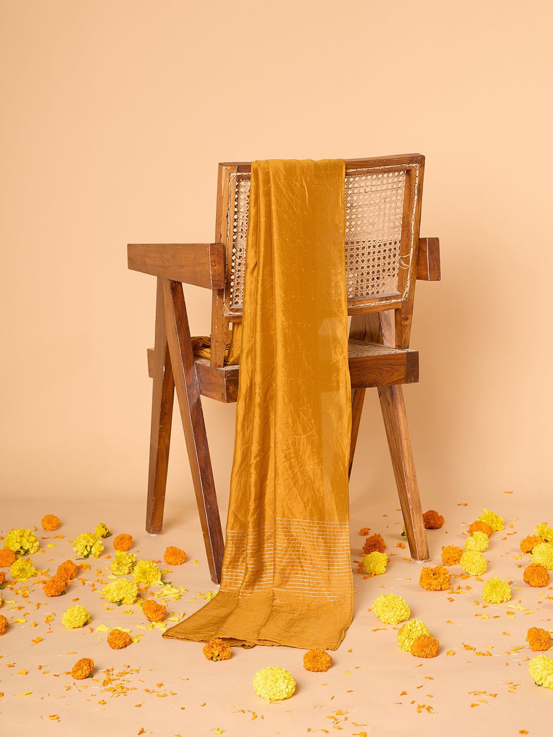 

Likha Striped Woven Design sequinned Duppatta, Mustard