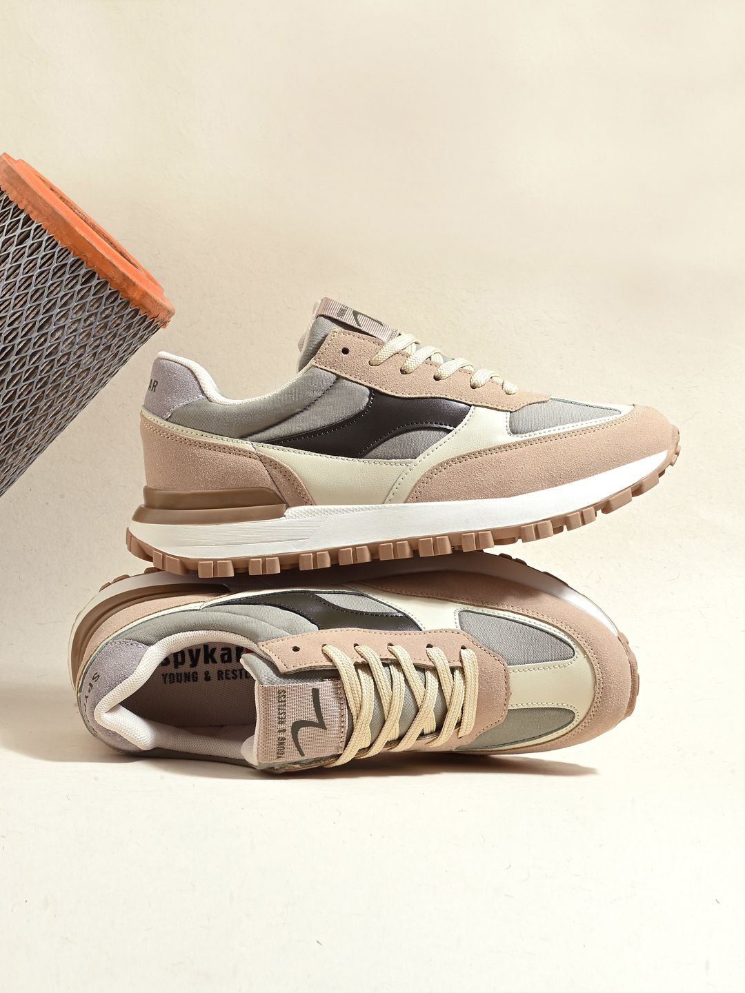 

SPYKAR Men Solid PU Sneakers, Beige