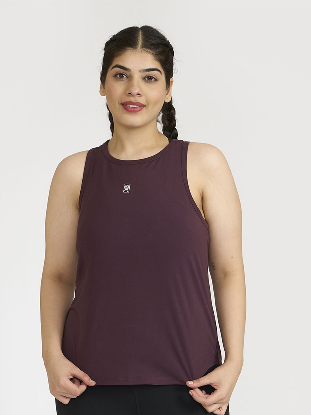 

HUNNIT Stretchable Active Wear Tank Top, Burgundy