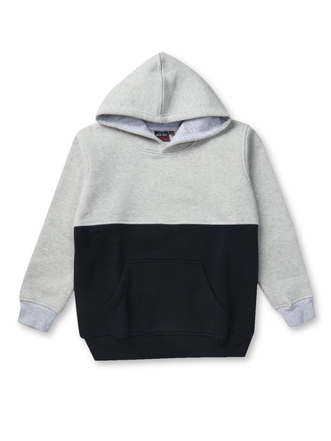 

Gini and Jony Boys Colourblocked Hooded Cotton Pullover Sweatshirt, Grey