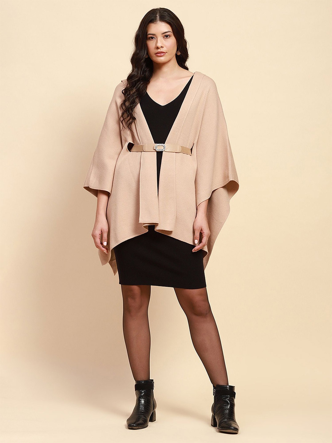 

Global Republic High-Low Open Front Shrug, Beige