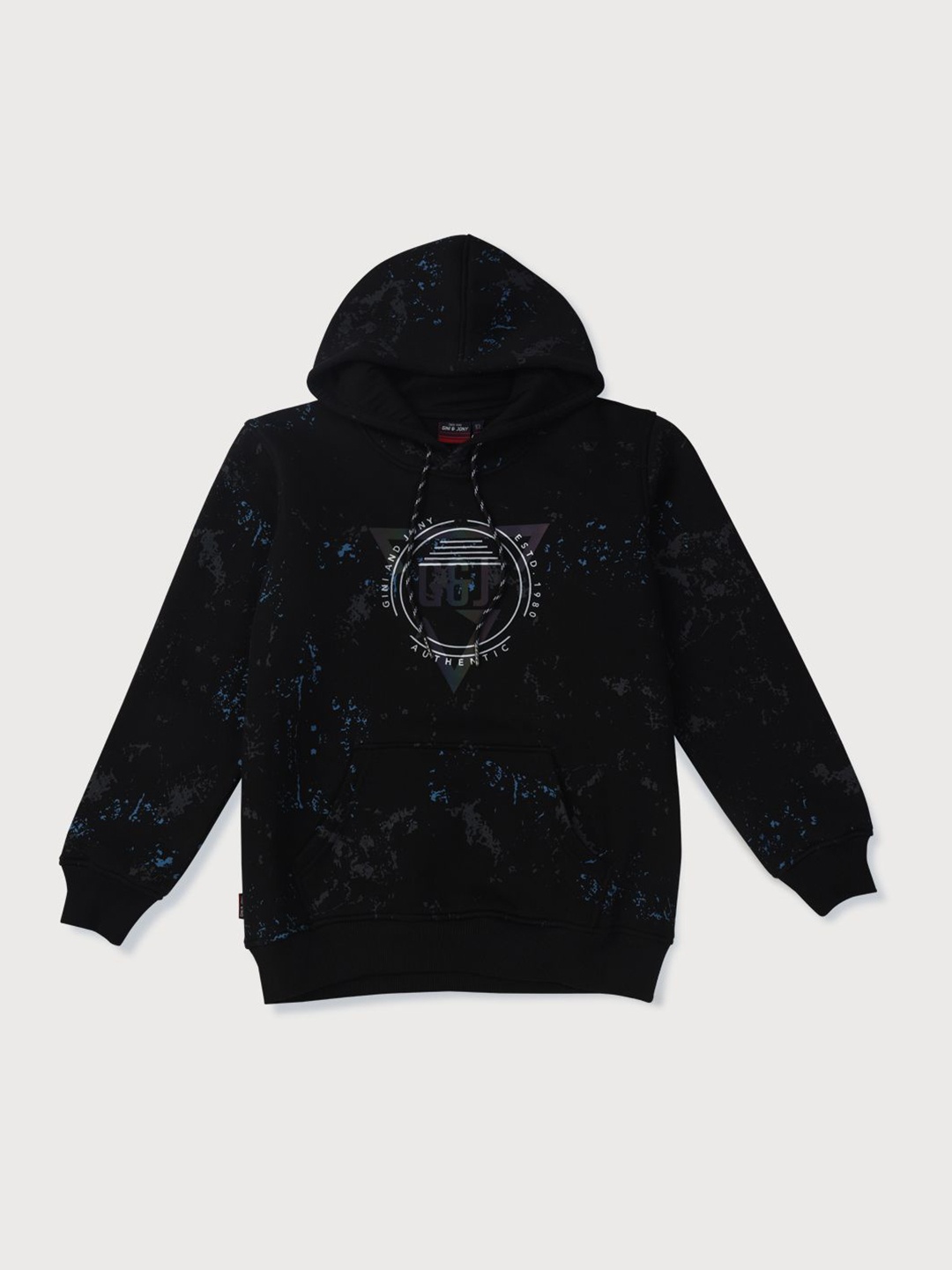 

Gini and Jony Boys Abstract Printed Hooded Cotton Pullover Sweatshirt, Black