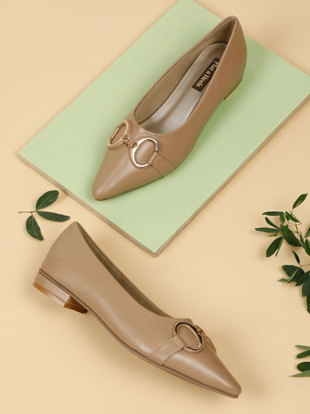 

Flat n Heels Women Solid Ballerinas with Buckles Flats, Beige