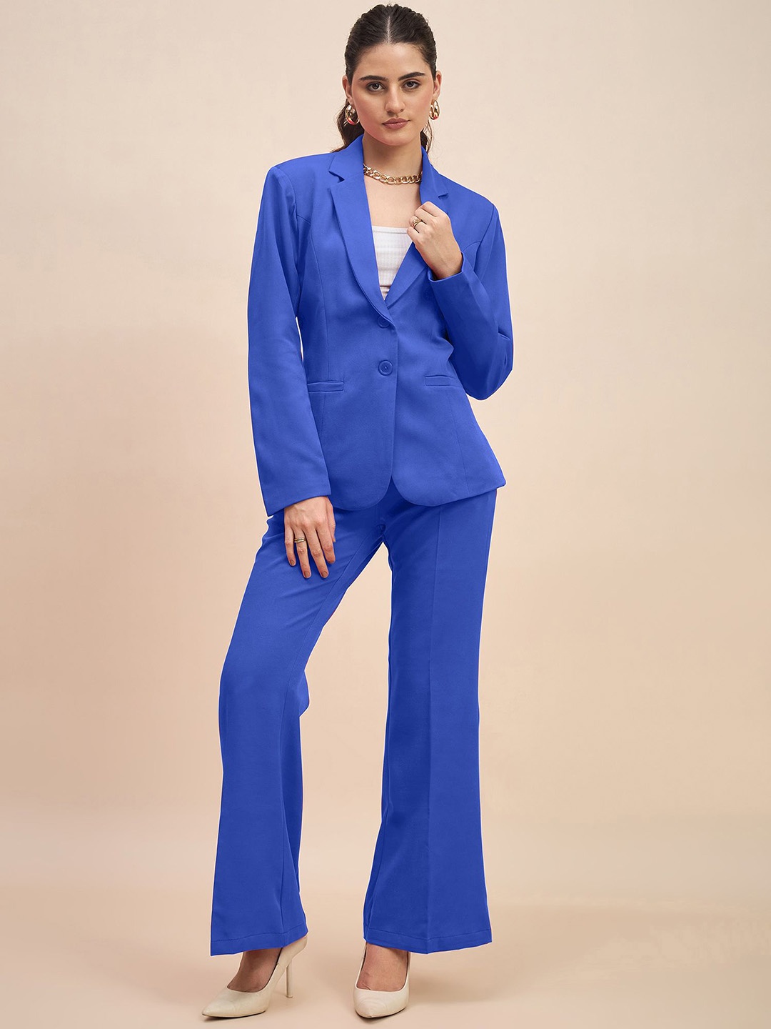 

BRINNS Notched Collar Single-Breasted Two-Piece Suit, Blue