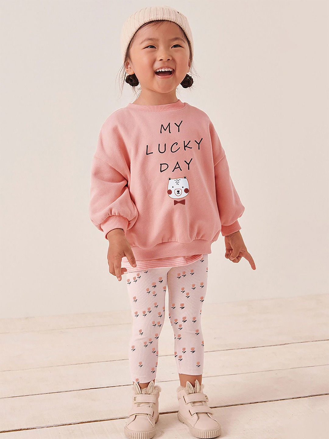 

StyleCast x Revolte Girls Printed Pure Cotton Top With Leggings, Pink
