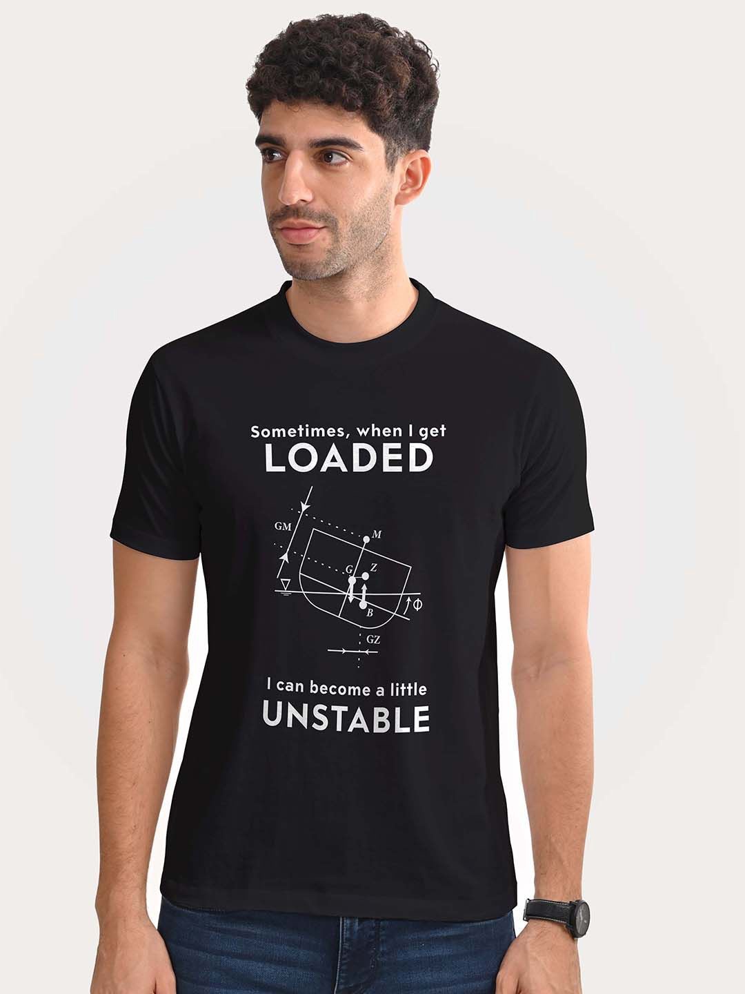 

Aero Armour Unisex Typography Printed Round Neck Cotton T-shirt, Black