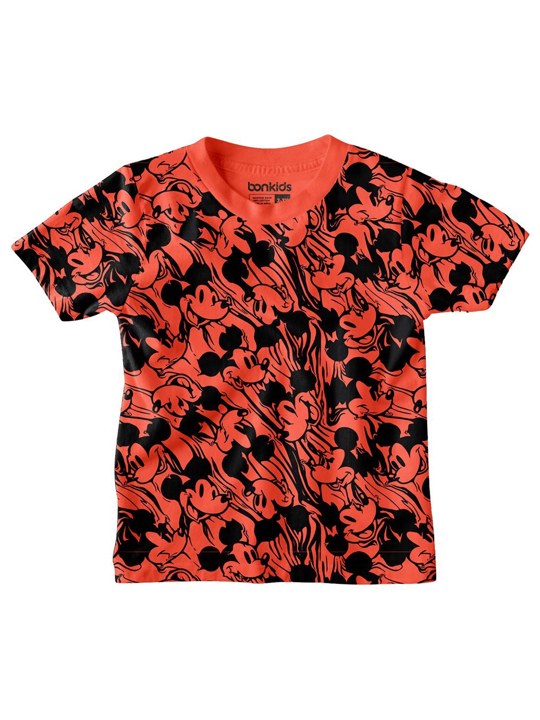 

BONKIDS Boys Printed Pockets T-shirt, Coral
