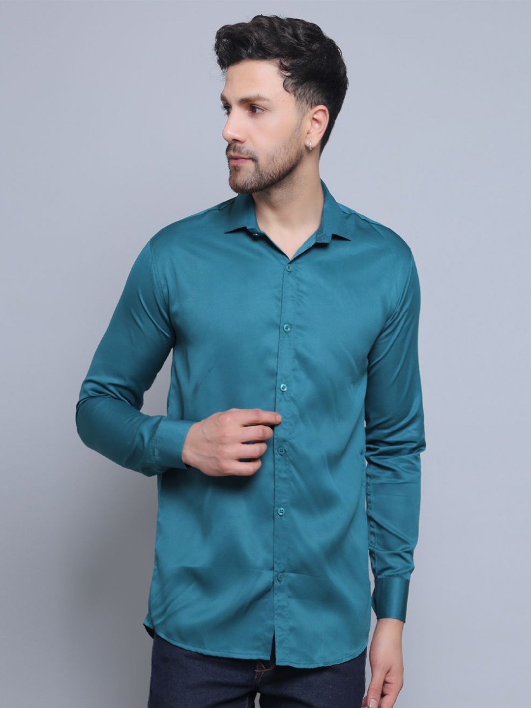 

CRAFT HEAVEN Men Spread Collar Solid Cotton Casual Shirt, Sea green