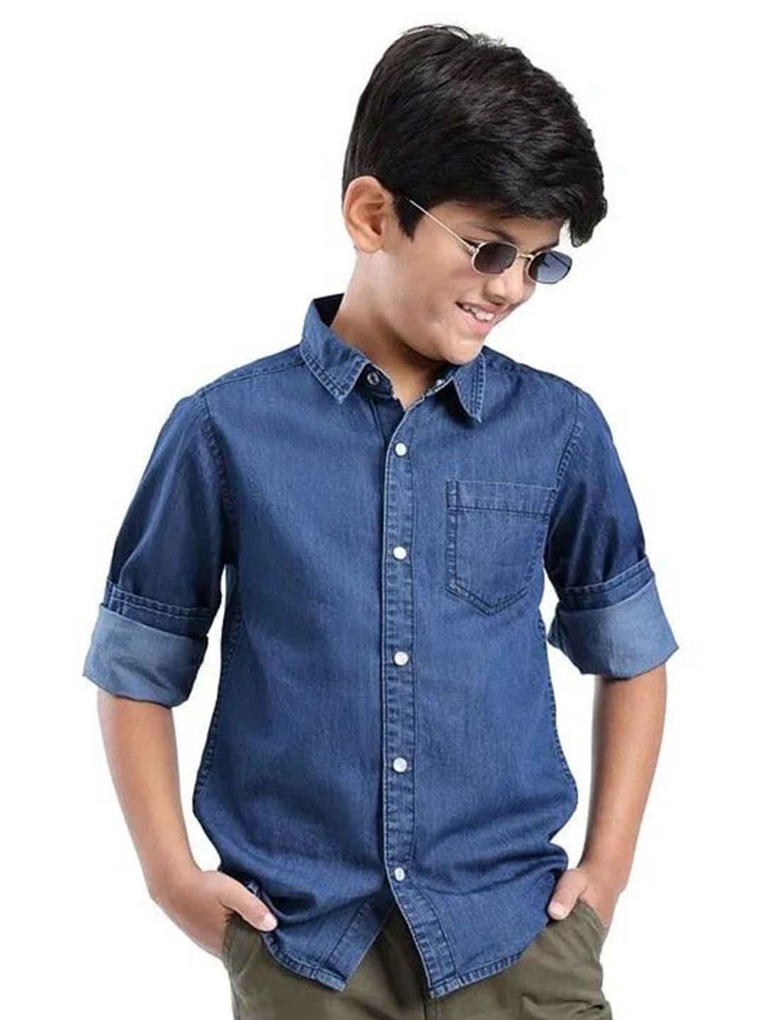 

ARIAS By LARA DUTTA Boys Spread Collar Graphic Printed Cotton Casual Shirt, Blue