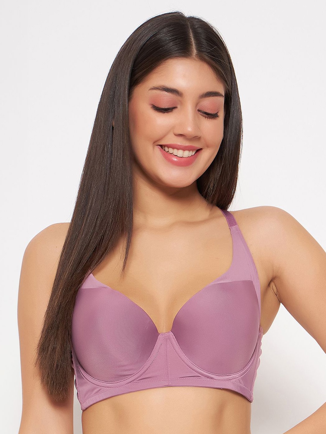 

Clovia Solid Half Coverage Underwired Cut and Sew Lightly Padded Bra, Pink