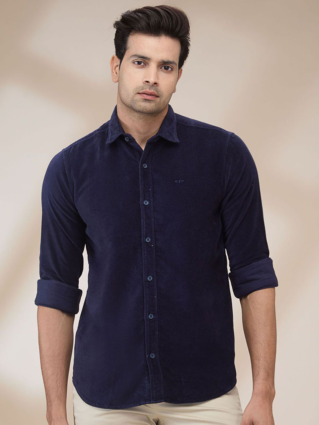 

ColorPlus Men Spread Collar Solid Cotton Casual Shirt, Blue