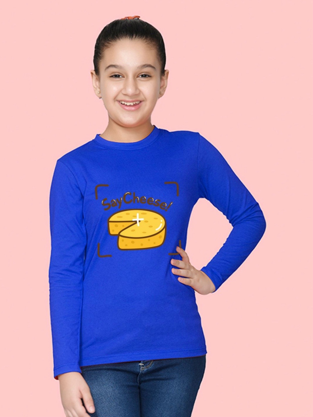 

NUSYL Girls Graphic Printed Round Neck Cotton T-shirt, Blue