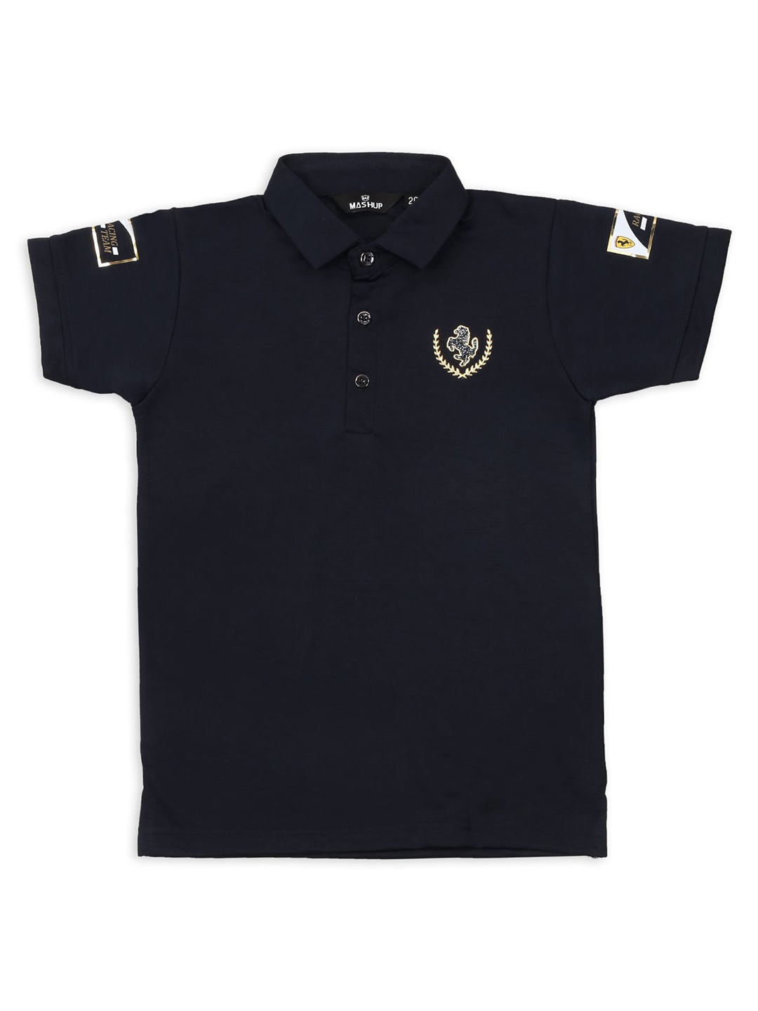 

MashUp Boys Solid Polo Collar Cotton T-shirt, Navy blue