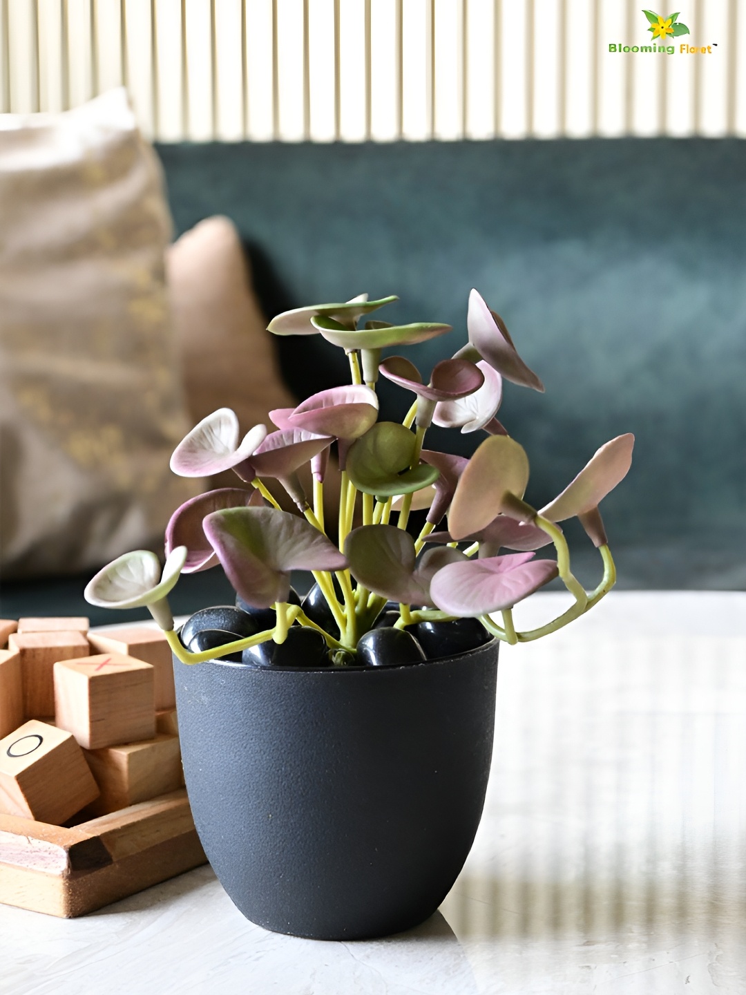 

Blooming Floret Green & Black Hydrocotyle Vulgaris Artificial Plant With Pot