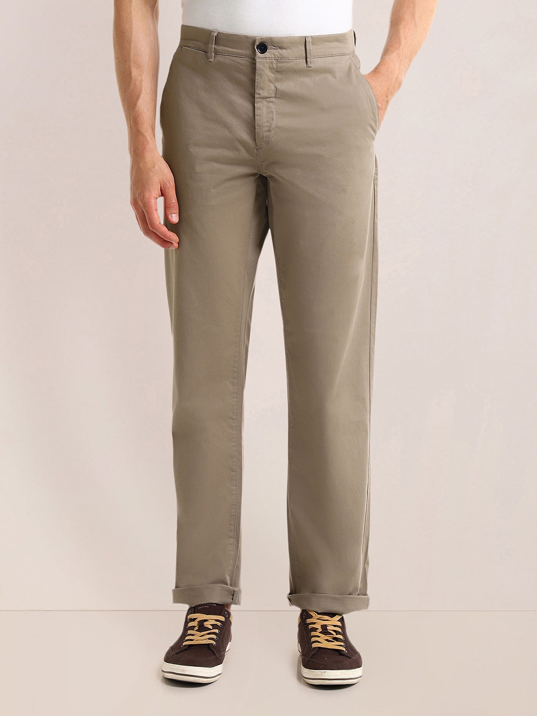 

U.S. Polo Assn. Men Solid Mid-Rise Straight Fit Trousers, Grey