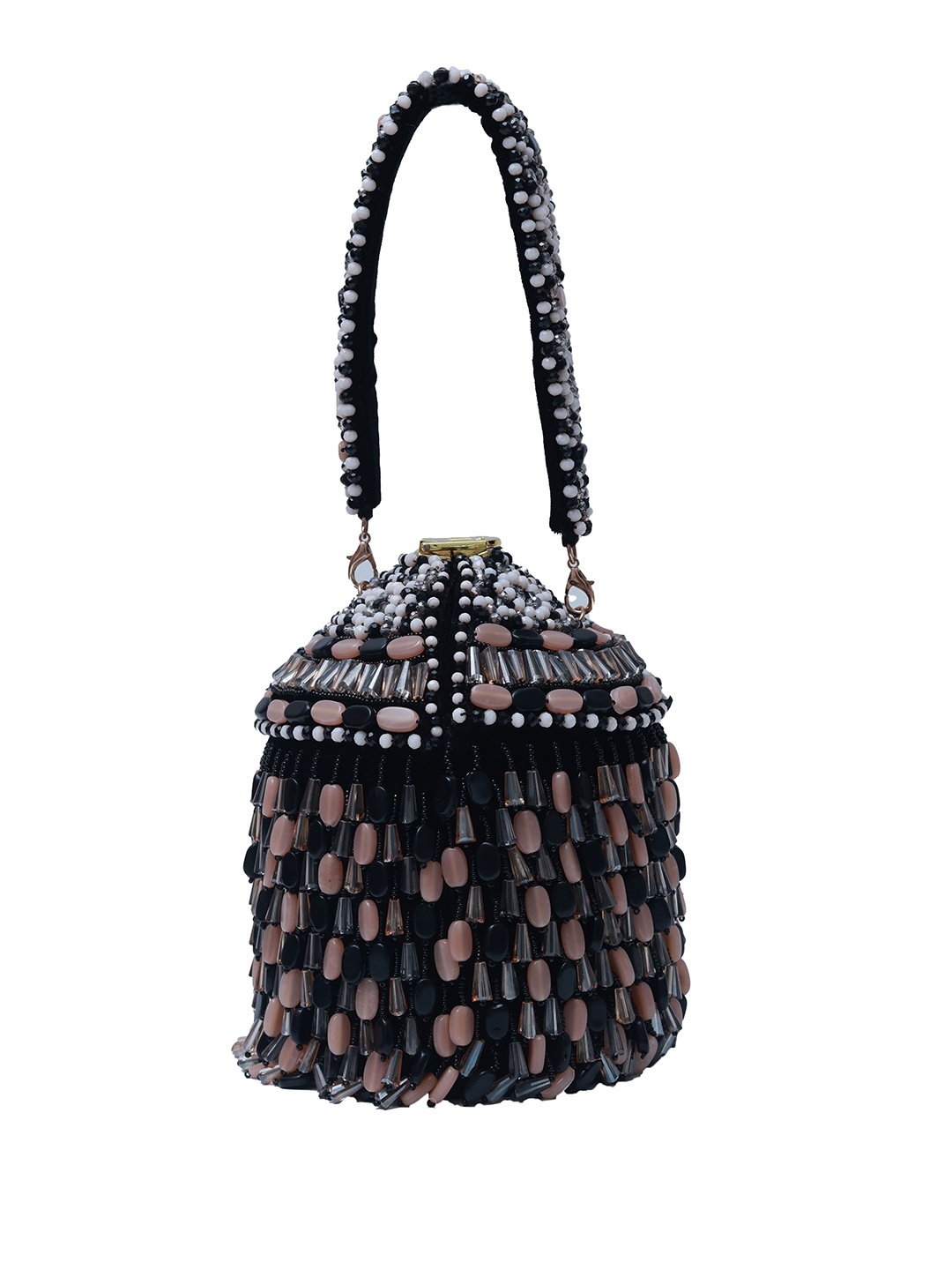 

THE TAN CLAN Embroidered Box Clutch, Black