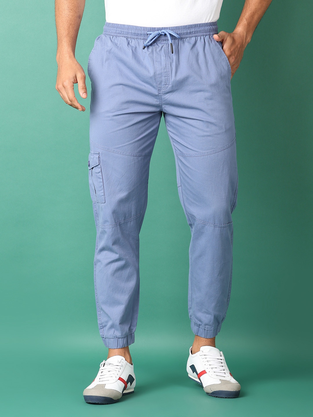 

V-Mart Men Solid Joggers Trousers, Blue