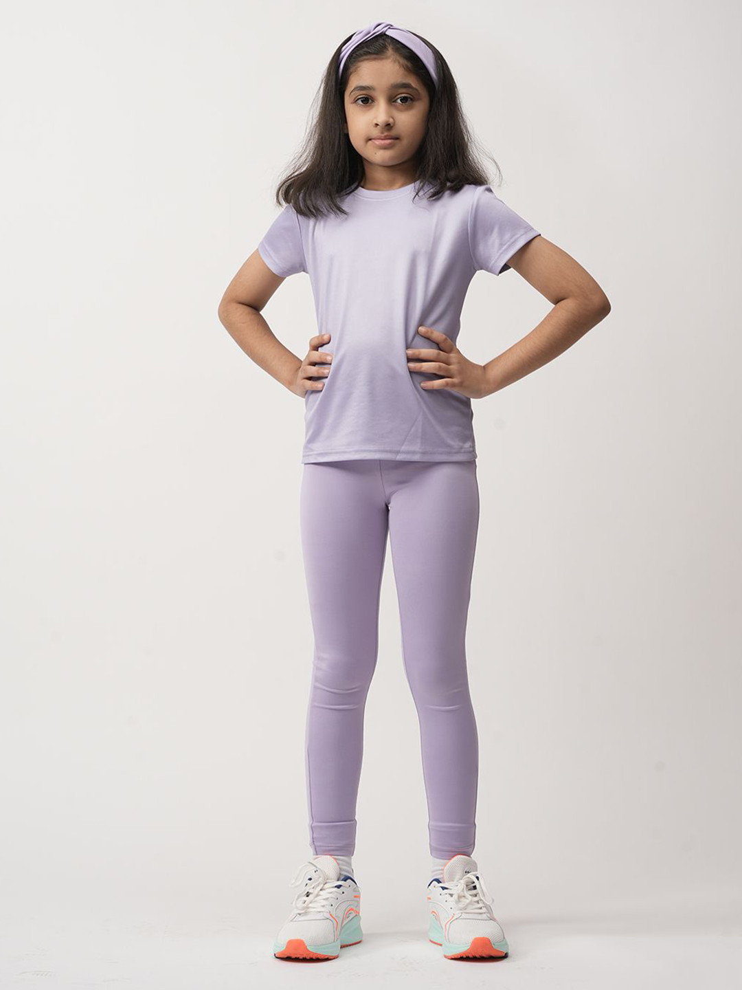 

UMILDO Girls Round Neck T-shirt With Leggings, Lavender