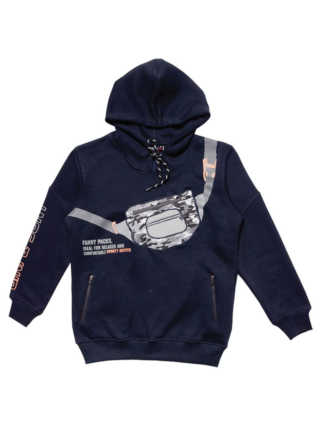 

Gini and Jony Boys Graphic Printed Hooded Cotton Pullover Sweatshirt, Navy blue