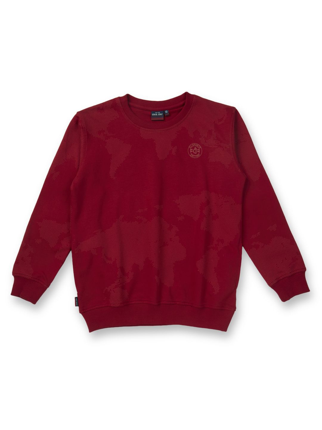 

Gini and Jony Boys Solid Round Neck Cotton Pullover Sweatshirt, Red