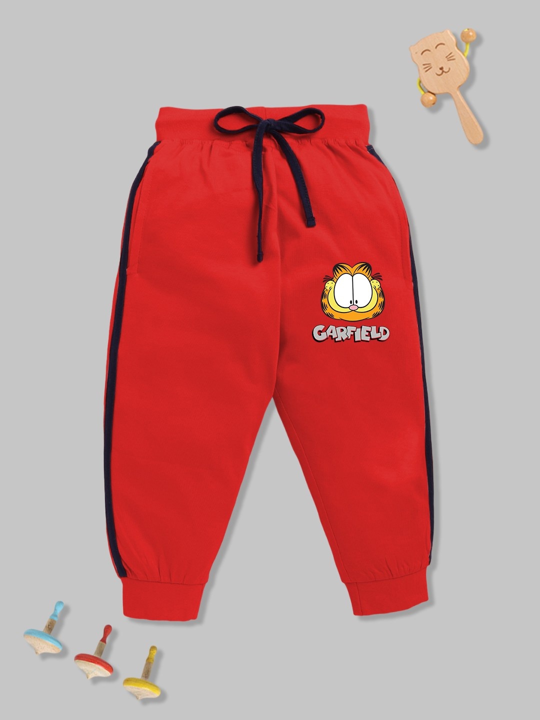 

YK X Minute Mirth Boys Garfield Printed Pure Cotton Joggers, Red