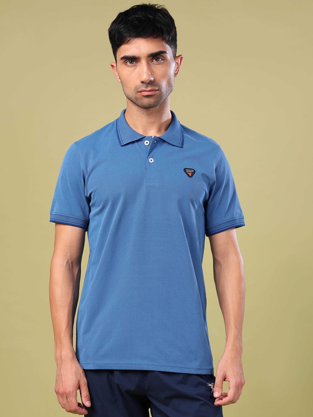 

Technosport Men UPF50 Solid Polo Collar Slim Fit T-shirt, Blue