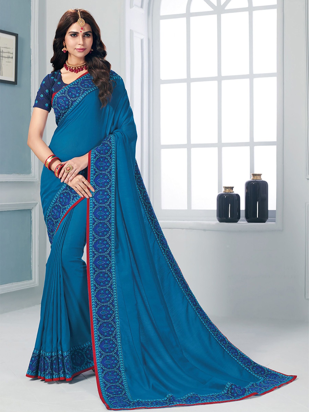 

Laxmipati Embroidered Saree, Blue