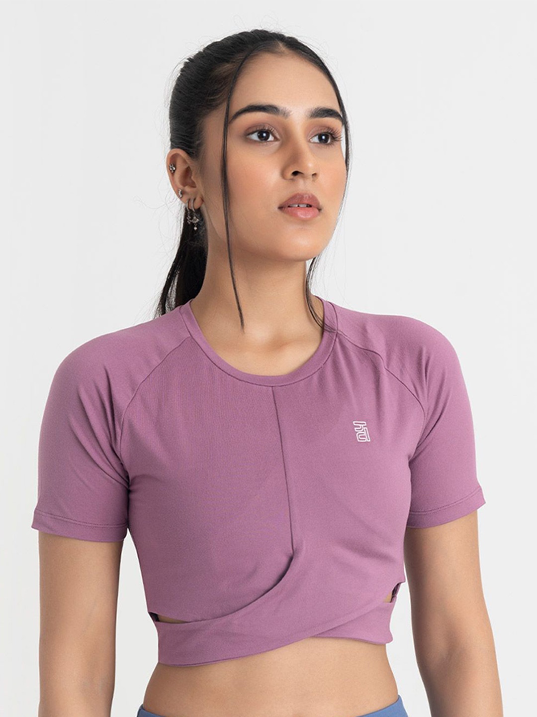 

Hunnit Zen Front Wrap Workout Crop Top, Purple