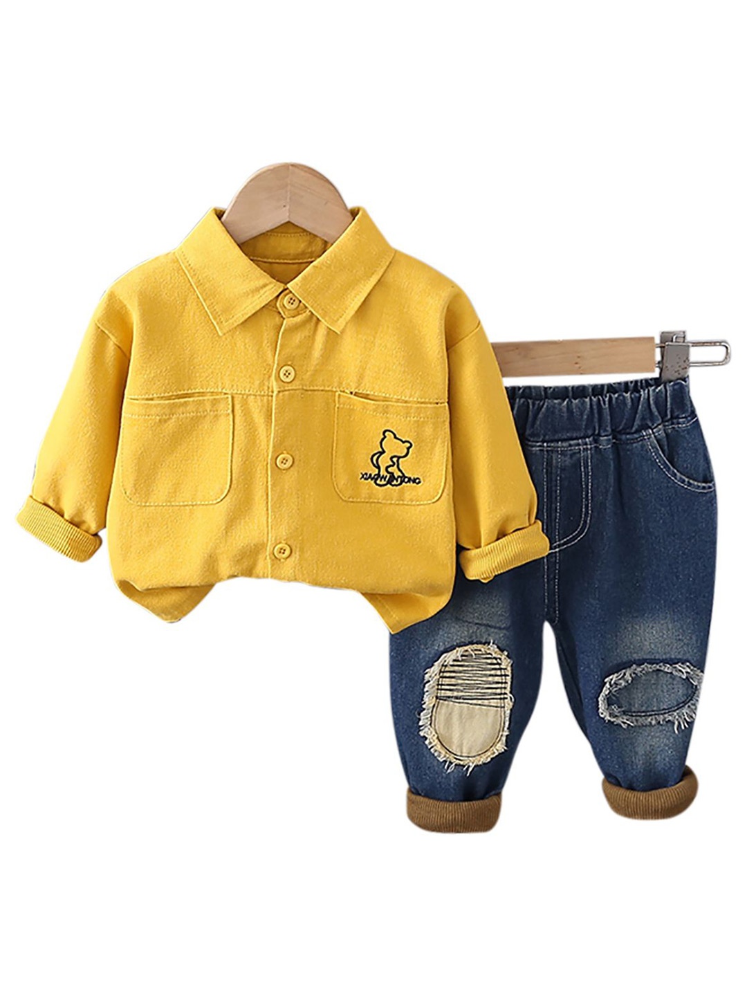 

StyleCast x Revolte Kids Yellow & Blue Pure Cotton Shirt with Trousers