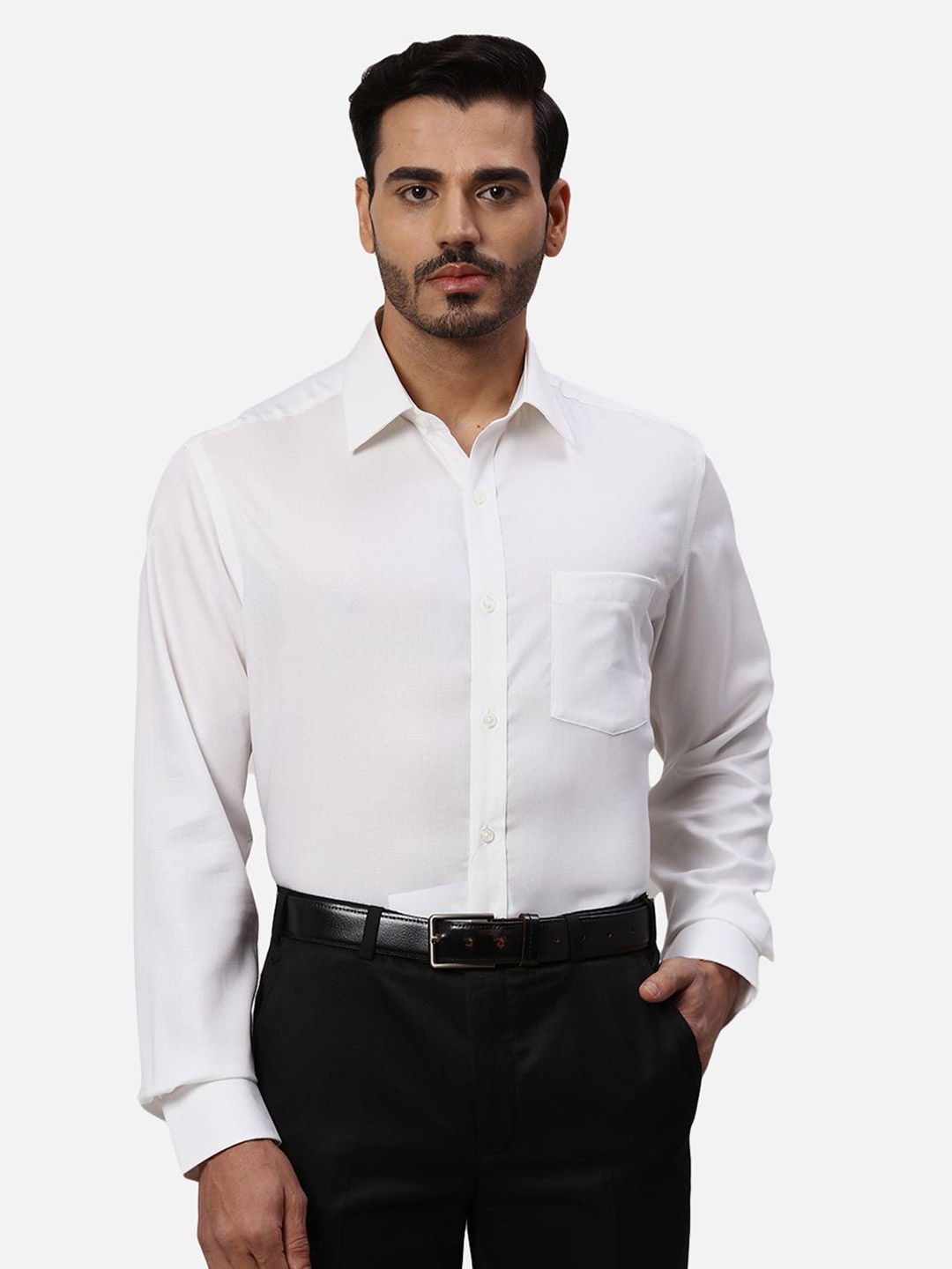 

Park Avenue Men Spread Collar Solid Cotton Formal Shirt, White