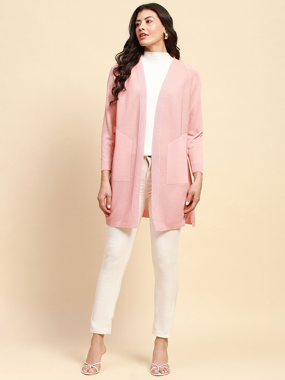 

Global Republic Open Front Longline Shrug, Pink