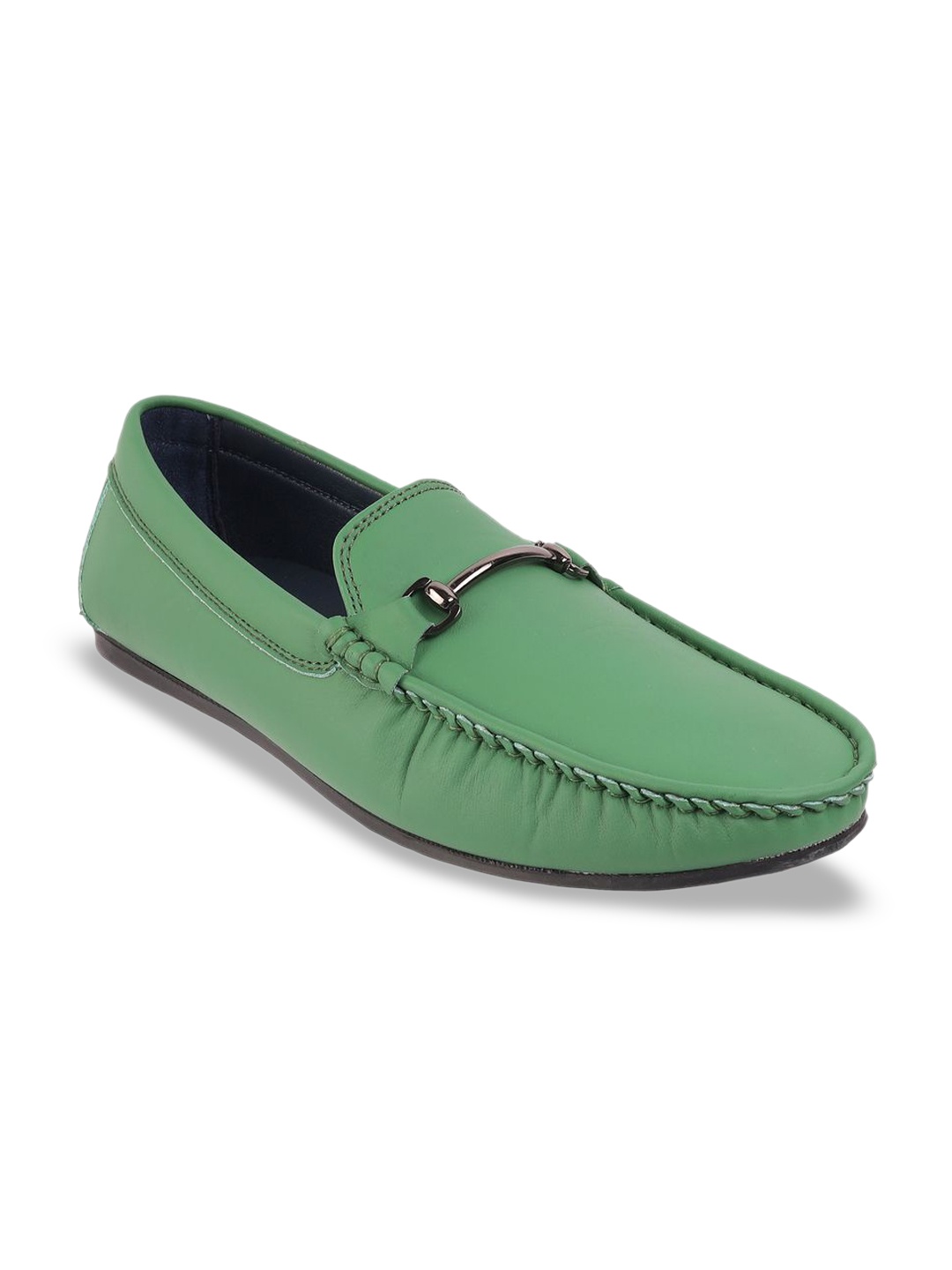 

Mochi Men Solid Slip-On Loafers, Green