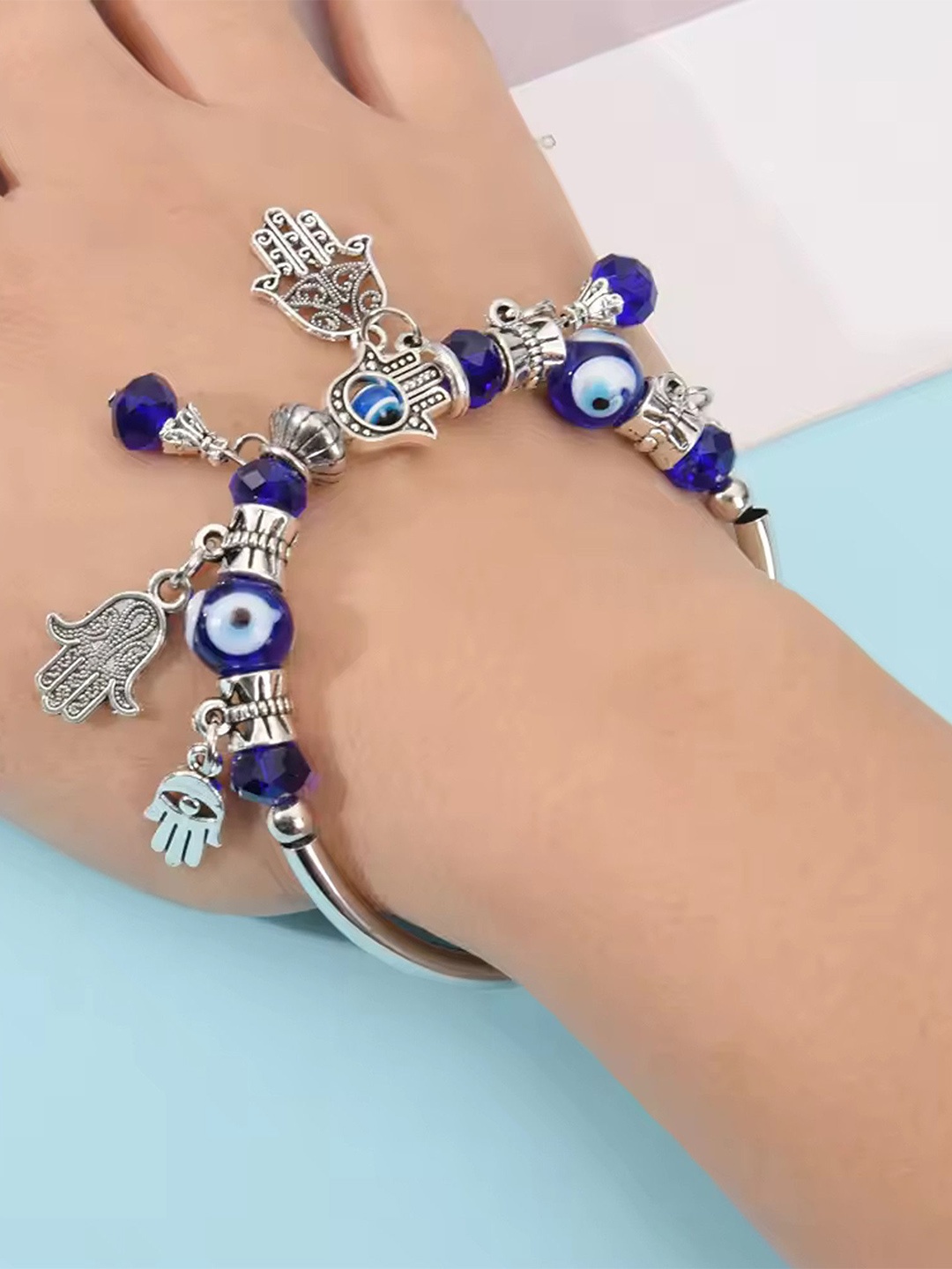 

Heer Collection Unisex Stainless Steel Beaded Wraparound Bracelet, Silver