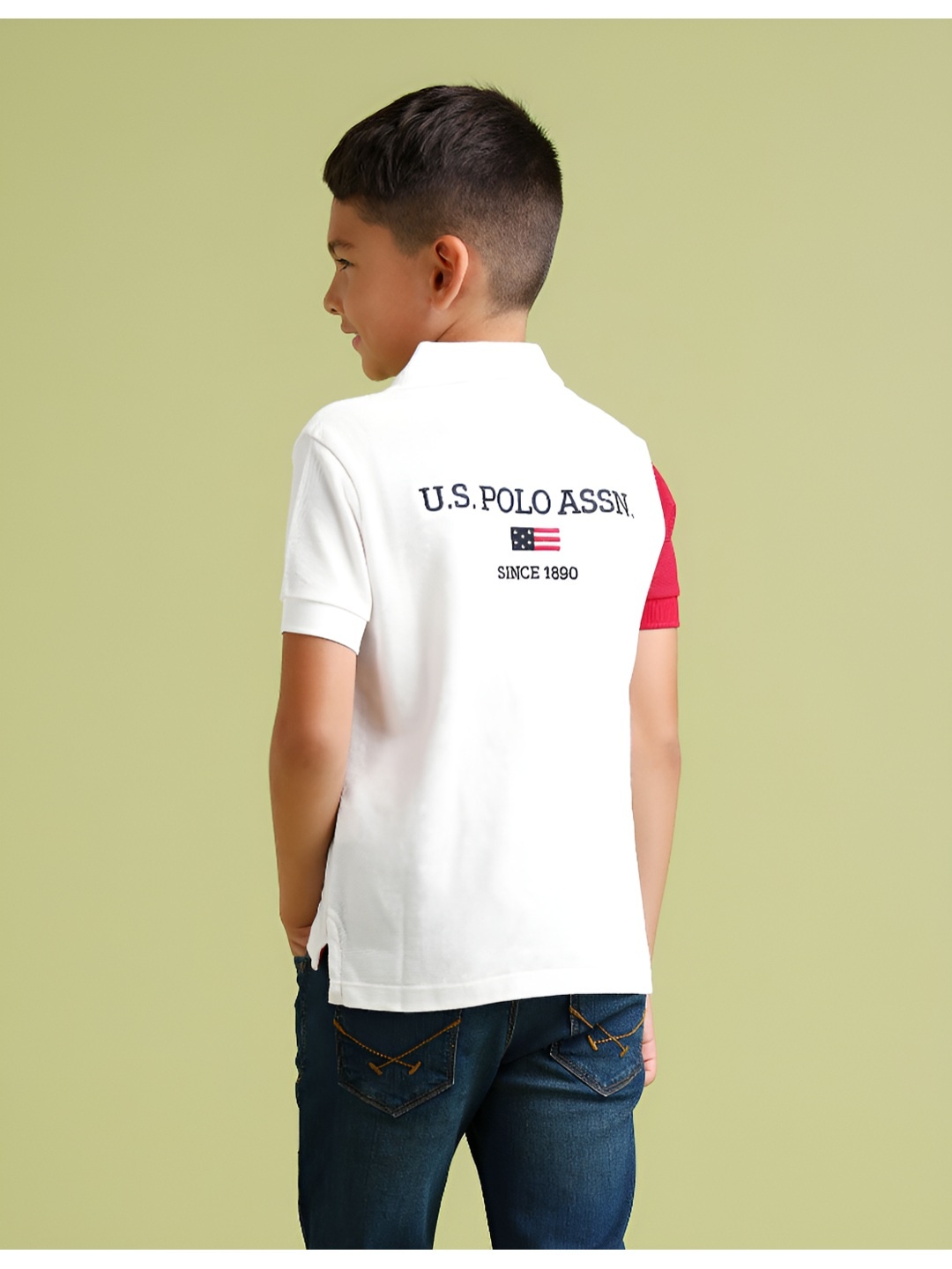 

U.S. Polo Assn. Kids Boys Brand Logo Colourblocked Polo Collar T-shirt, White