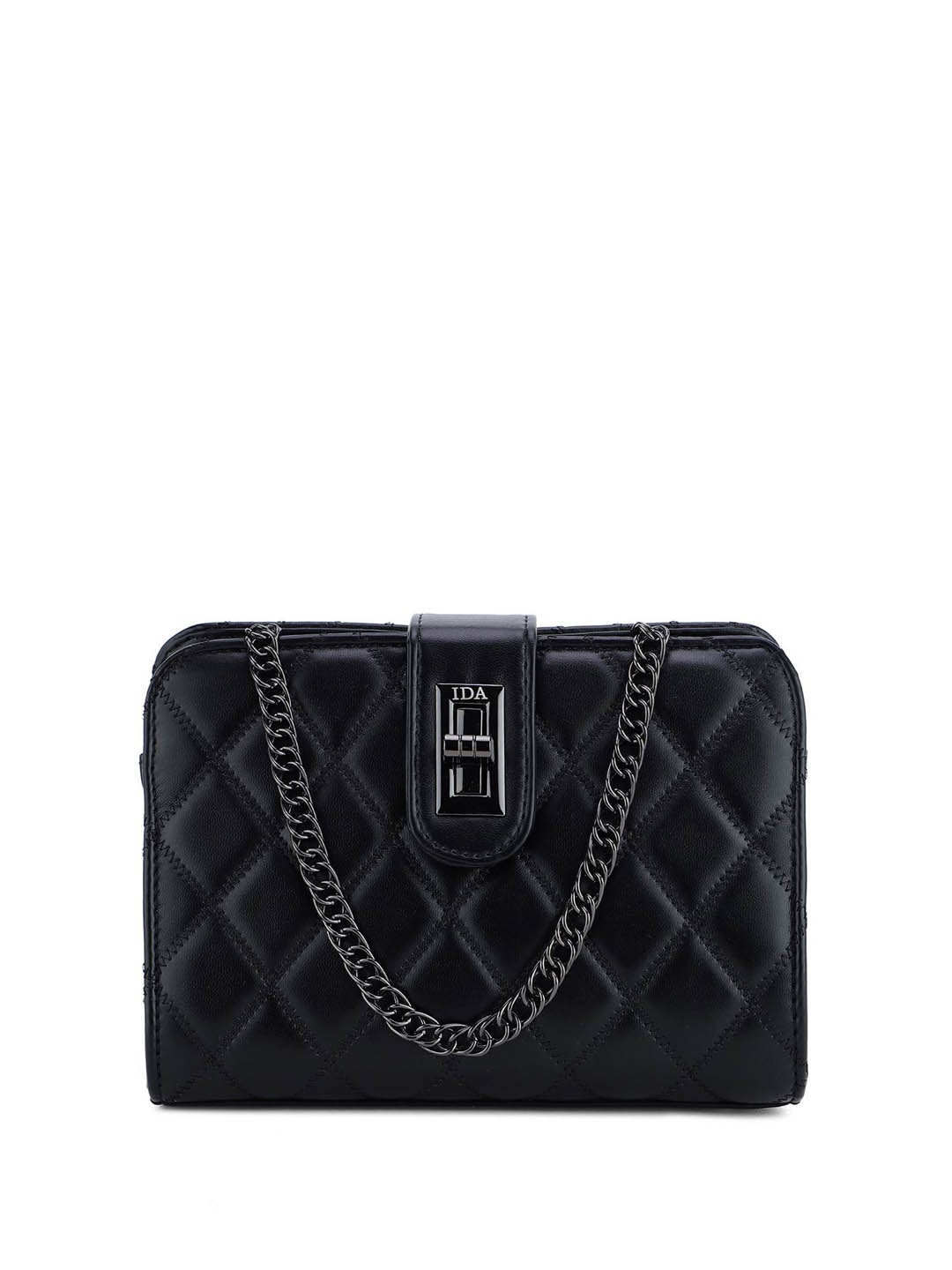 

IDA Women PU Quilted Sling Bag, Black
