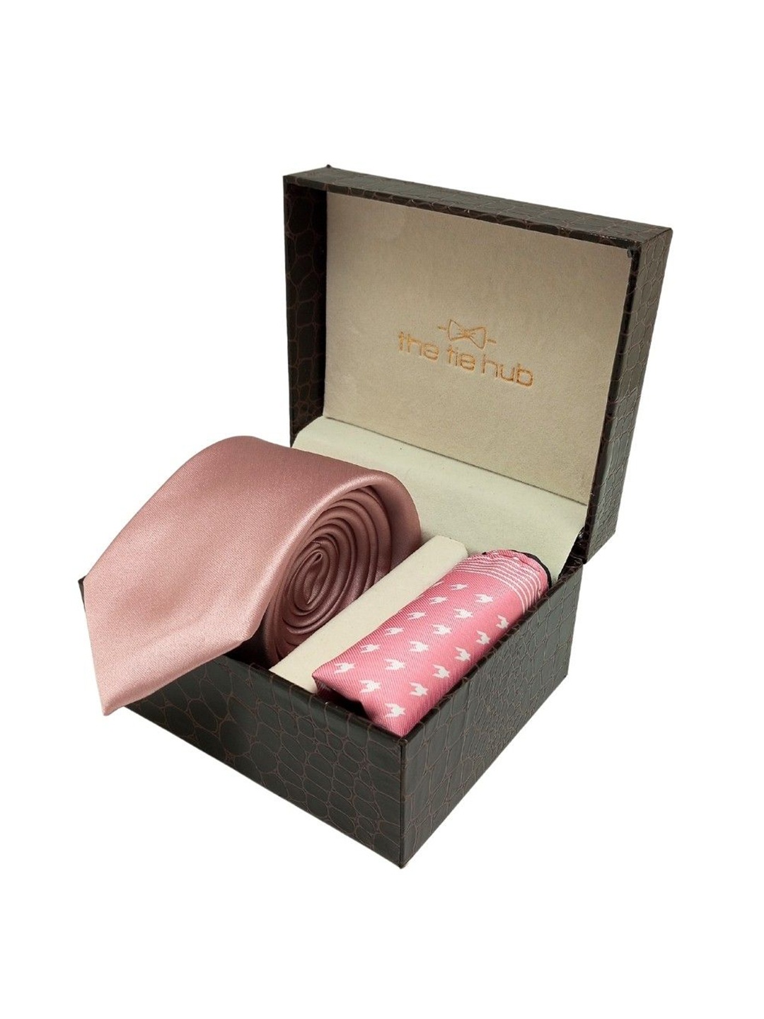 

The Tie Hub Men Accessory Gift Set Of Tie & Pocket Square, Peach