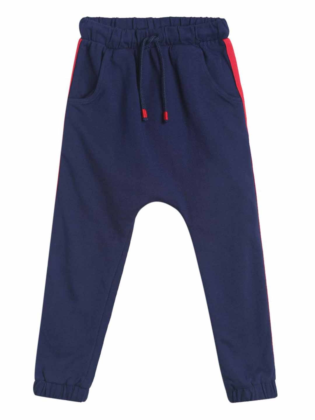 

MINI KLUB Boys Pure Cotton Mid-Rise Joggers, Navy blue