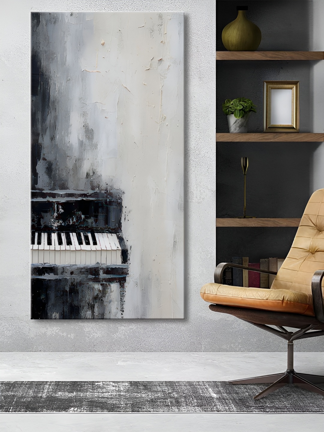 

999Store Grey & Black Canvas Abstract Wall Paintings