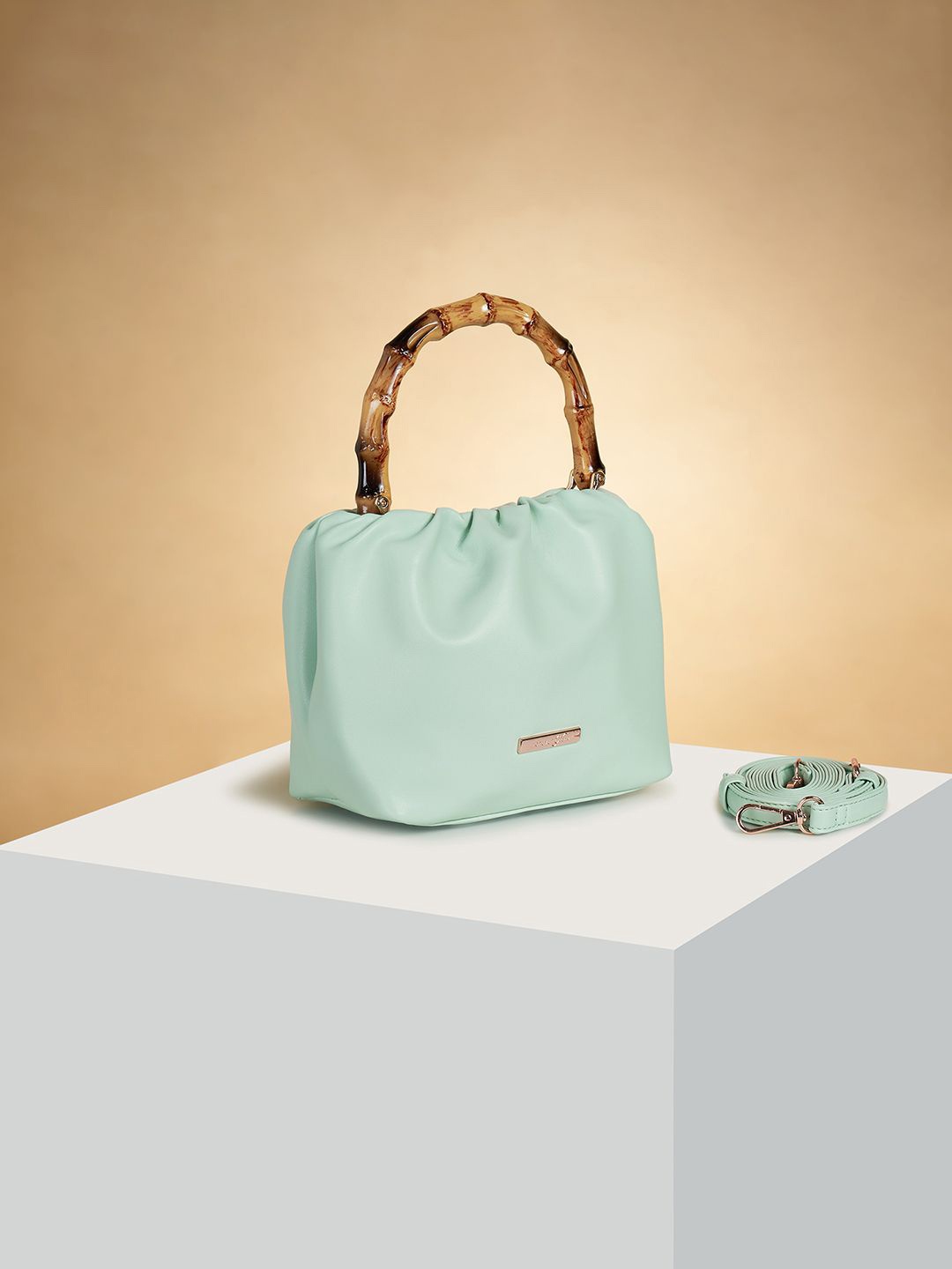 

Forever Glam by Pantaloons PU Structured Handheld Bag, Green