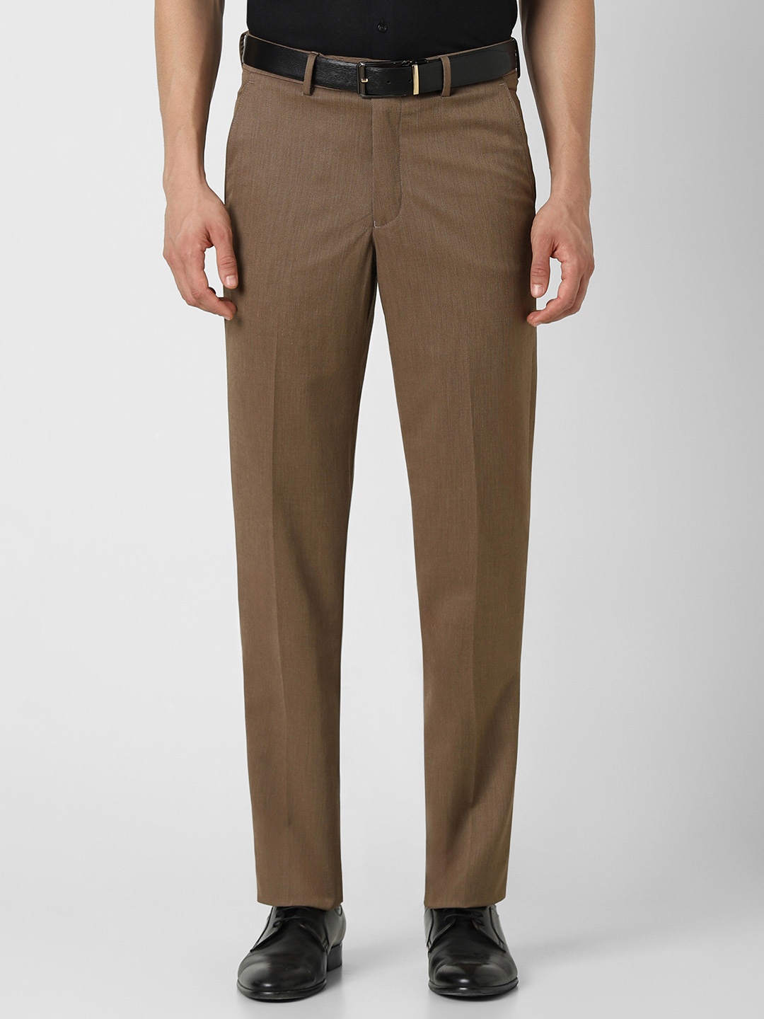 

Van Heusen Men Mid-Rise Regular Fit Formal Trousers, Brown