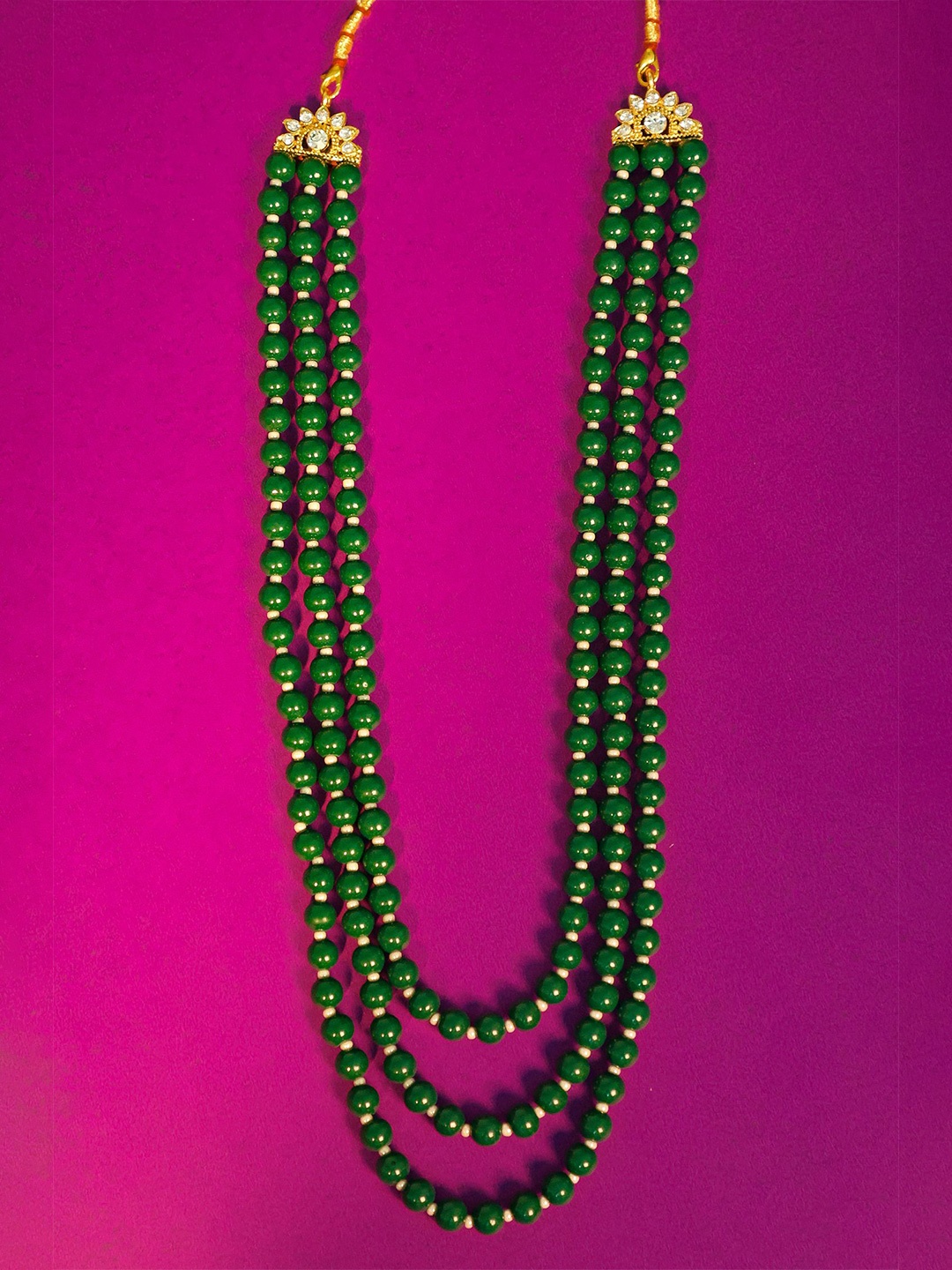 

Radhe Creation Men Gold-Plated Kundan & Pearls Necklace