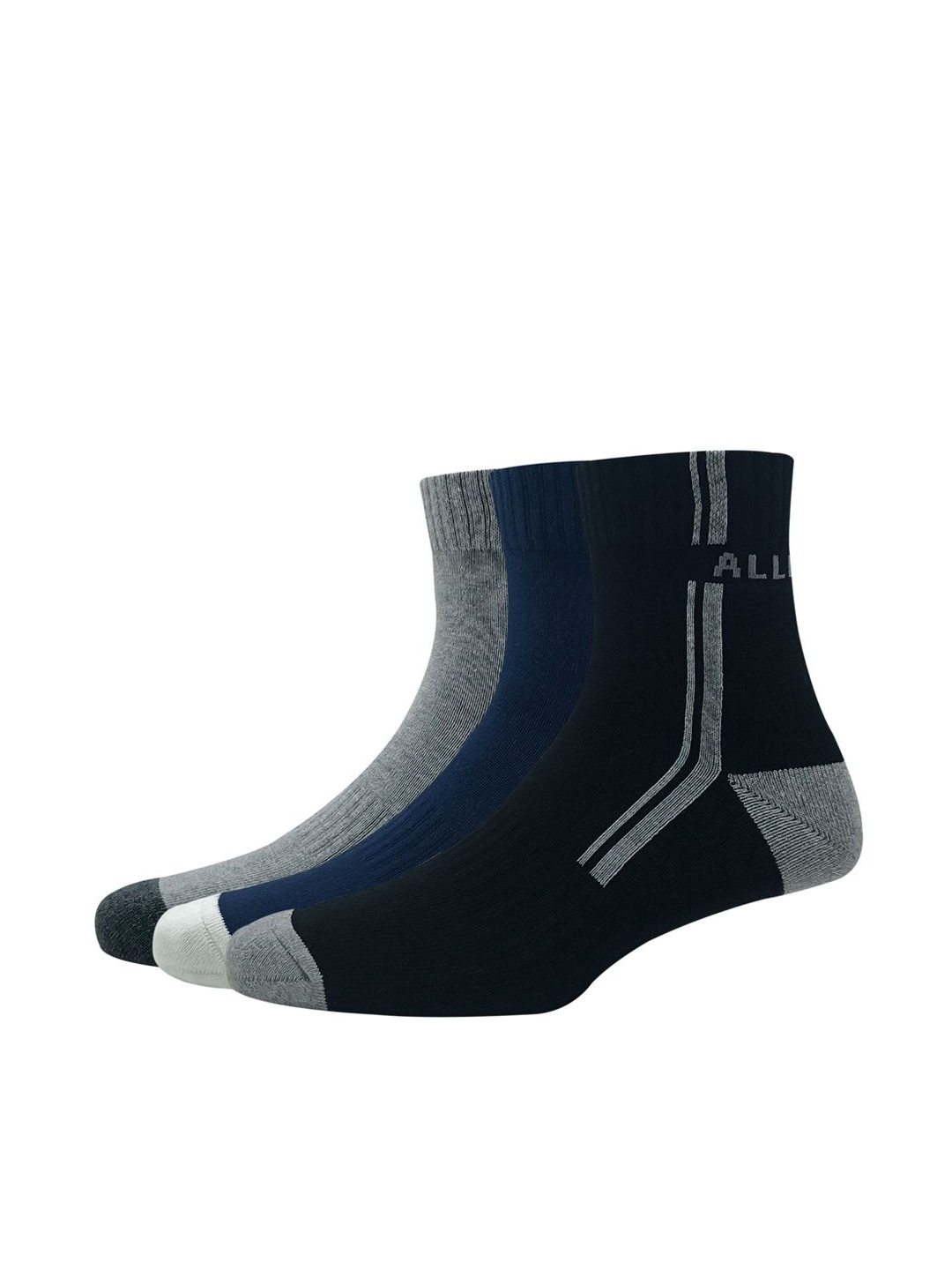 

Allen Solly Men Pack Of 3 Patterned Cotton Above Ankle-Length Socks, Navy blue