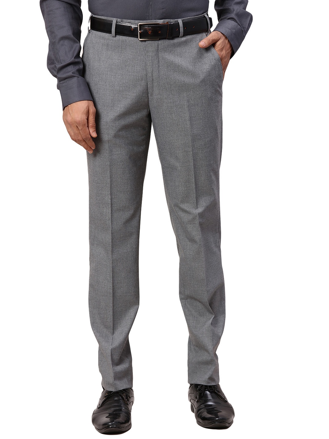 

Park Avenue Men Slim Fit Mid-Rise Formal Trousers, Grey