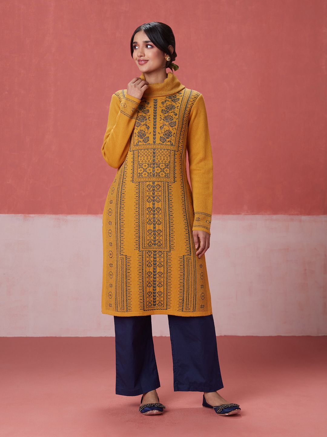 

Likha Woven Designed Kurta, Yellow
