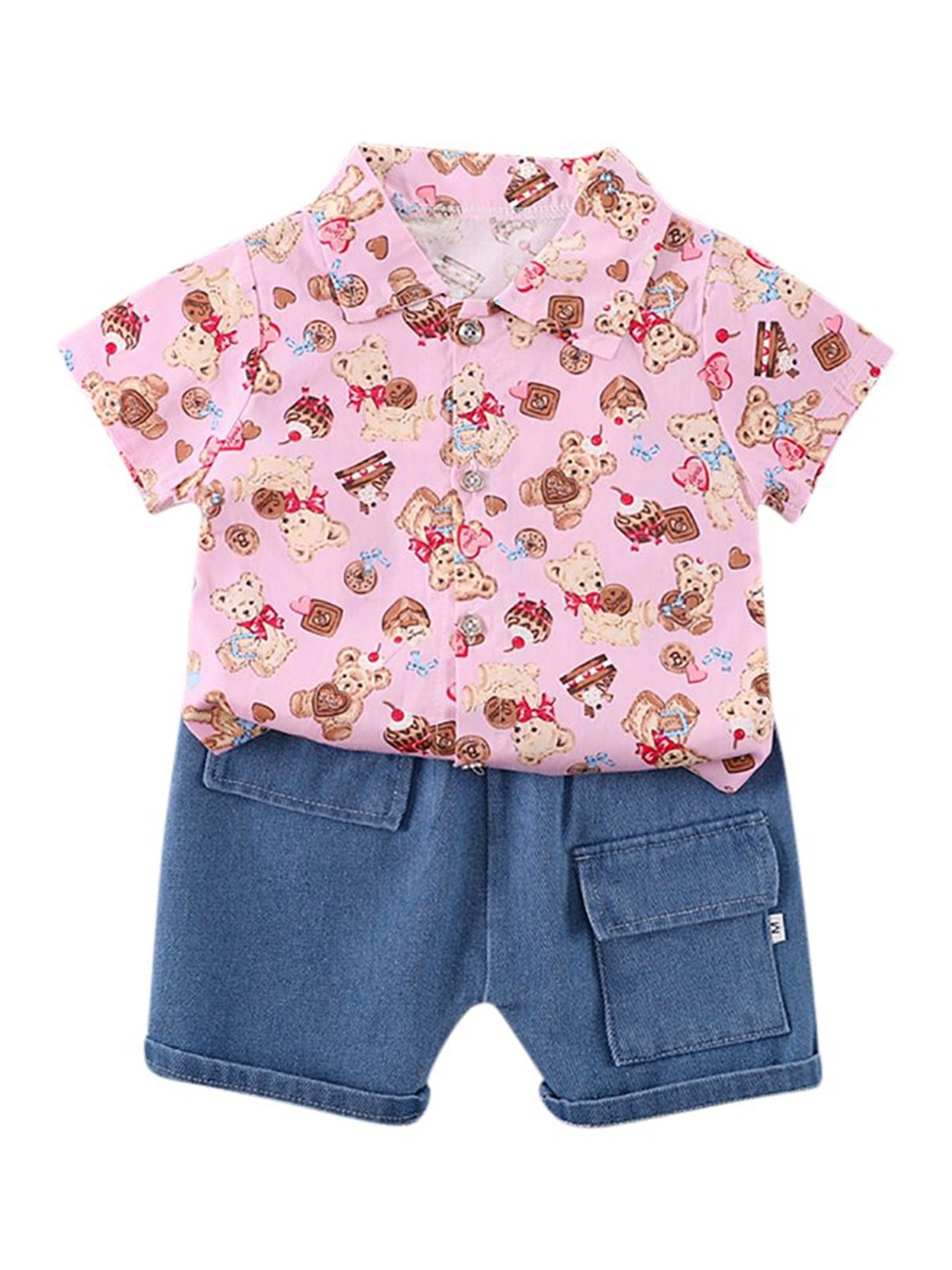 

StyleCast x Revolte Kids Printed Pure Cotton Shirt With Shorts, Pink